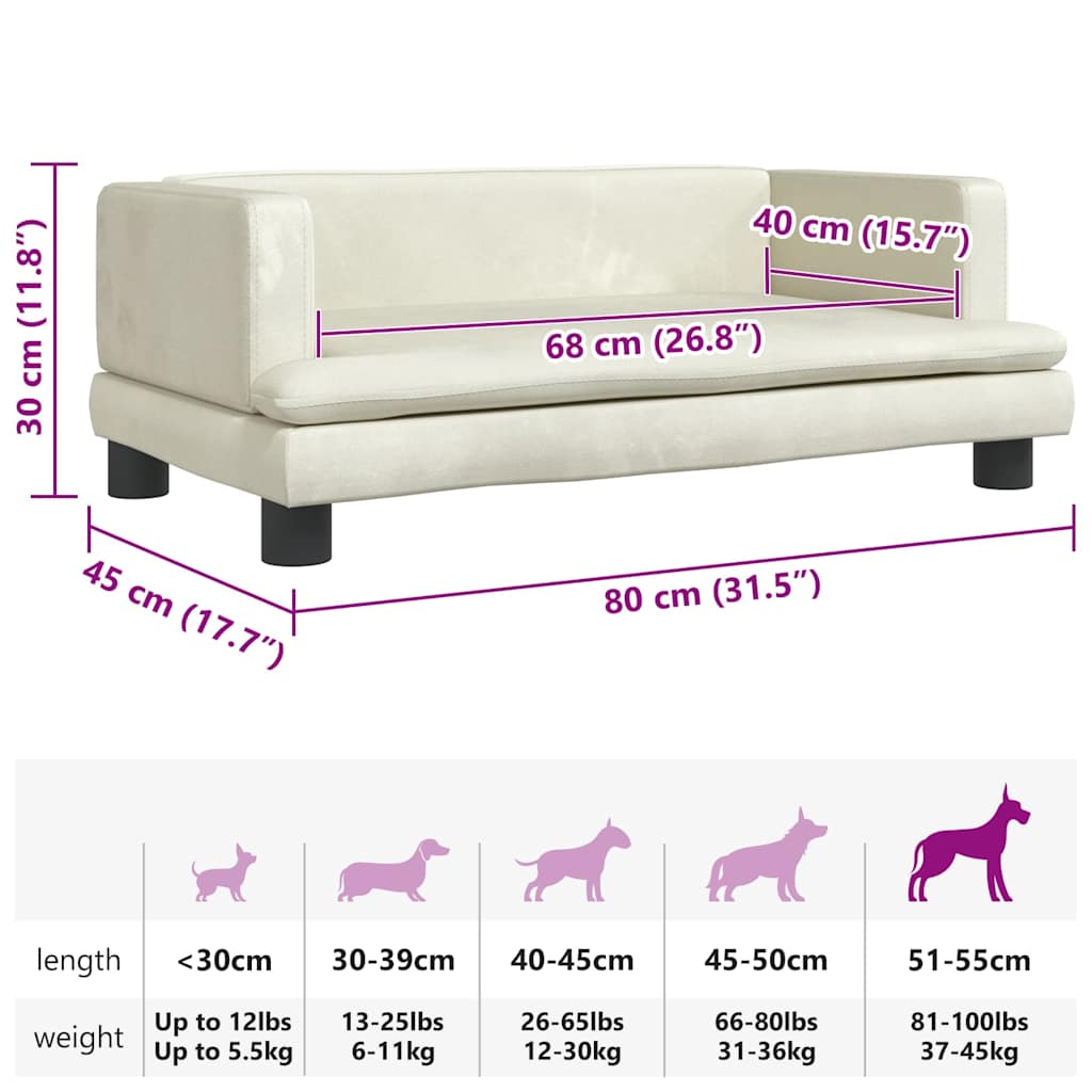 Cuccia per cani comodo divano 80 x 45 x 30 cm velluto crema 02_0042955