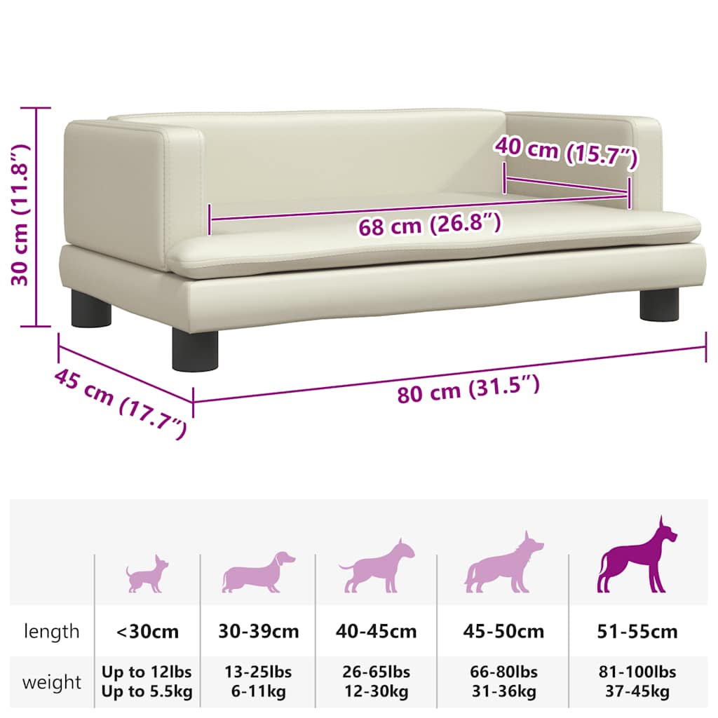 Cuccia per cani comodo divano 80 x 45 x 30 cm similpelle crema 02_0042948