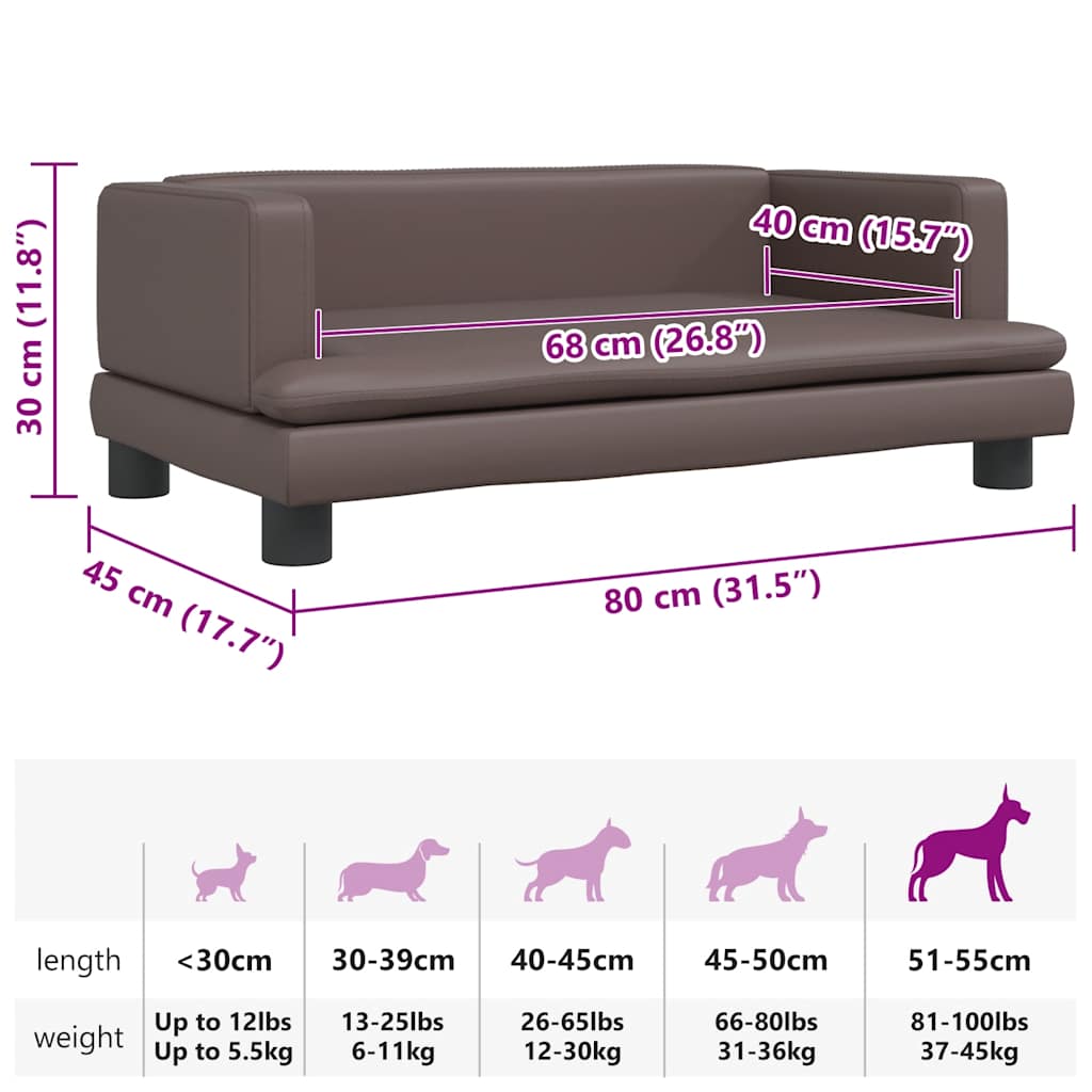 Lettino per Cani Marrone 80x45x30 cm in Similpelle