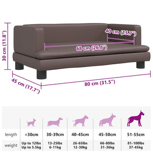 Lettino per Cani Marrone 80x45x30 cm in Similpelle