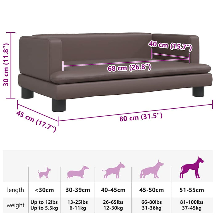Lettino per Cani Marrone 80x45x30 cm in Similpelle