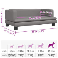Cuccia per cani comodo divano 80 x 45 x 30 cm ecopelle grigia 02_0042949