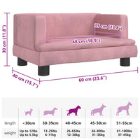 Cuccia per cani comodo divano 60 x 40 x 30 cm velluto Rosa 02_0042730