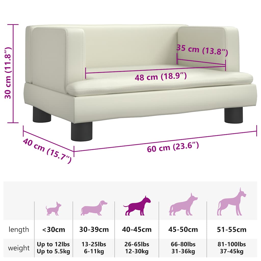 Lettino per Cani Crema 60x40x30 cm in Similpelle