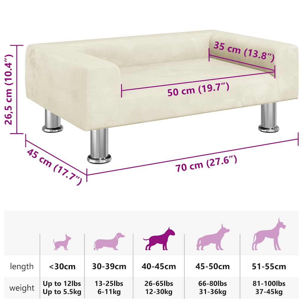 Comodo divano letto per cani 70 x 45 x 265 cm velluto crema 02_0042800