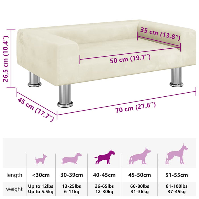 Comodo divano letto per cani 70 x 45 x 265 cm velluto crema 02_0042800