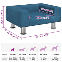 Cuccia per cani comodo divano 50 x 40 x 26,5 cm velluto Blu 02_0042664