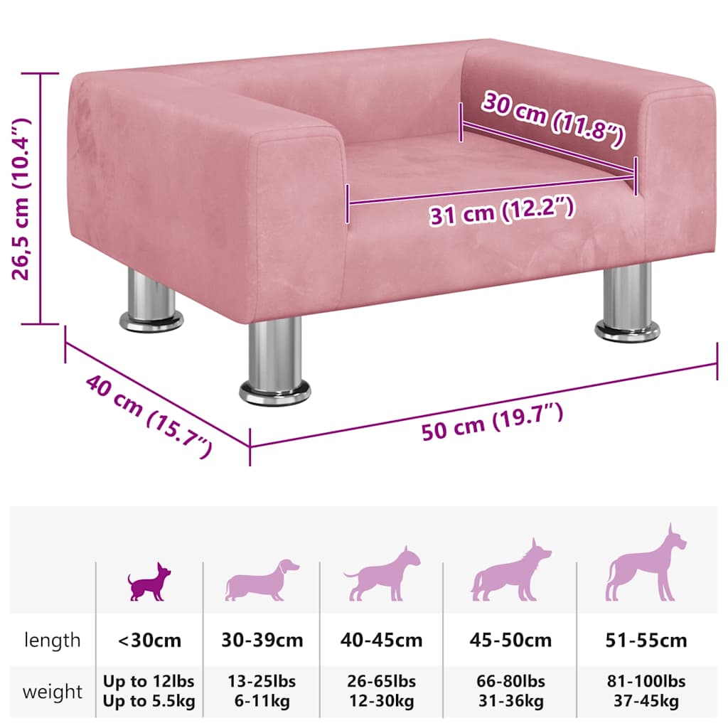 Cuccia per cani comodo divano 50 x 40 x 26,5 cm velluto Rosa 02_0042668