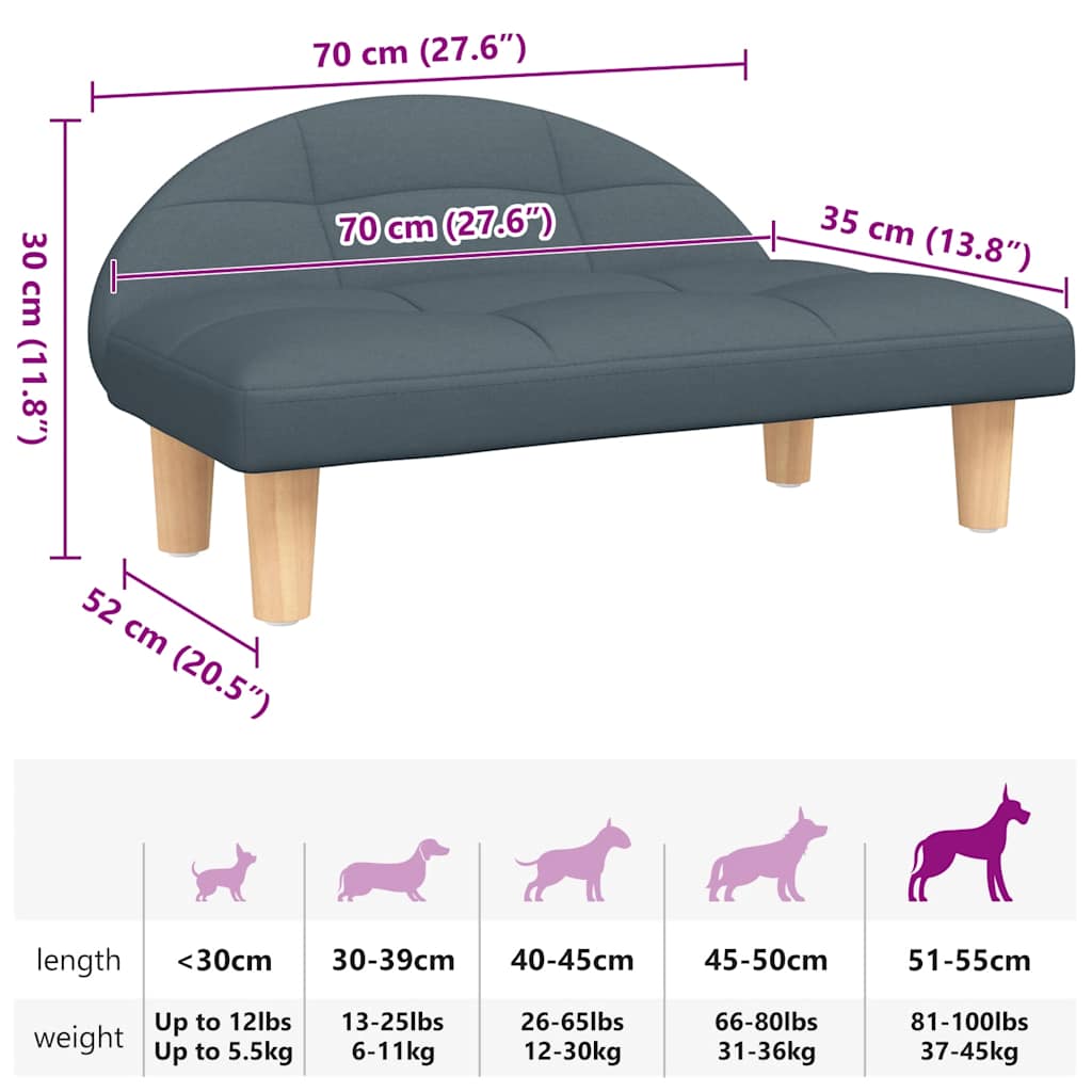 Cuccia per cani comodo divano scuro 70 x 52 x 30 cm tessuto grigio 02_0043180