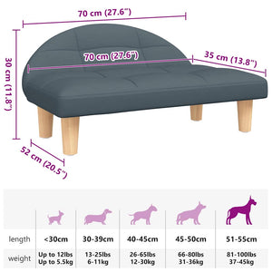 Cuccia per cani comodo divano scuro 70 x 52 x 30 cm tessuto grigio 02_0043180