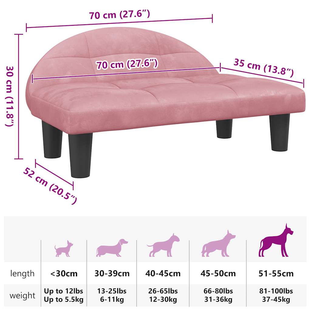 Cuccia per cani comodo divano 70 x 52 x 30 cm velluto Rosa 02_0042902