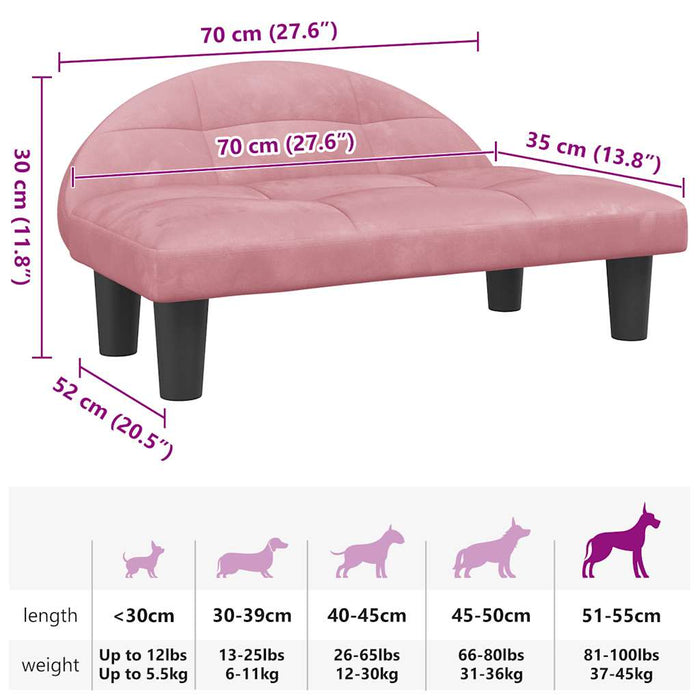 Cuccia per cani comodo divano 70 x 52 x 30 cm velluto Rosa 02_0042902