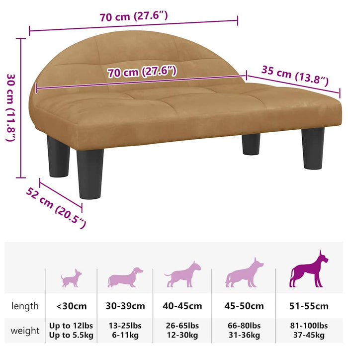 Comodo divano letto per cani 70 x 52 x 30 cm velluto marrone 02_0042900