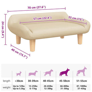 Comodo divano letto per cani 70 x 40 x 24 cm tessuto crema 02_0042786