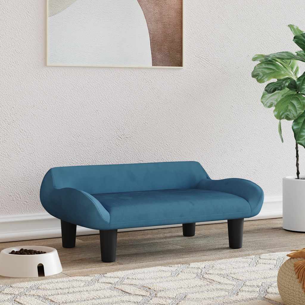 Lettino per Cani Blu 70x40x24 cm in Velluto