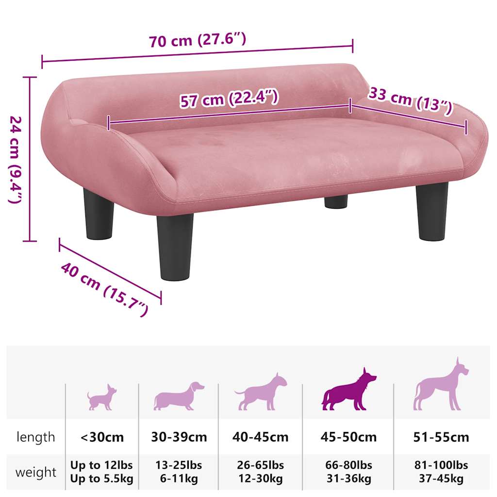 Comodo divano letto per cani 70 x 40 x 24 cm velluto rosa 02_0042795