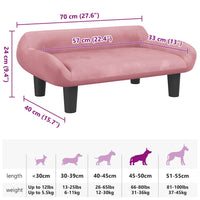 Comodo divano letto per cani 70 x 40 x 24 cm velluto rosa 02_0042795