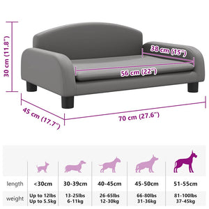 Cuccia per cani comodo divano 70 x 45 x 30 cm similpelle grigia 02_0042823