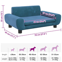 Cuccia per cani comodo divano 70 x 45 x 33 cm velluto Blu 02_0042874