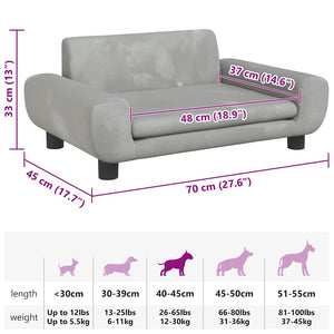 Cuccia per cani comodo divano leggero 70 x 45 x 33 cm velluto grigio 02_0043114