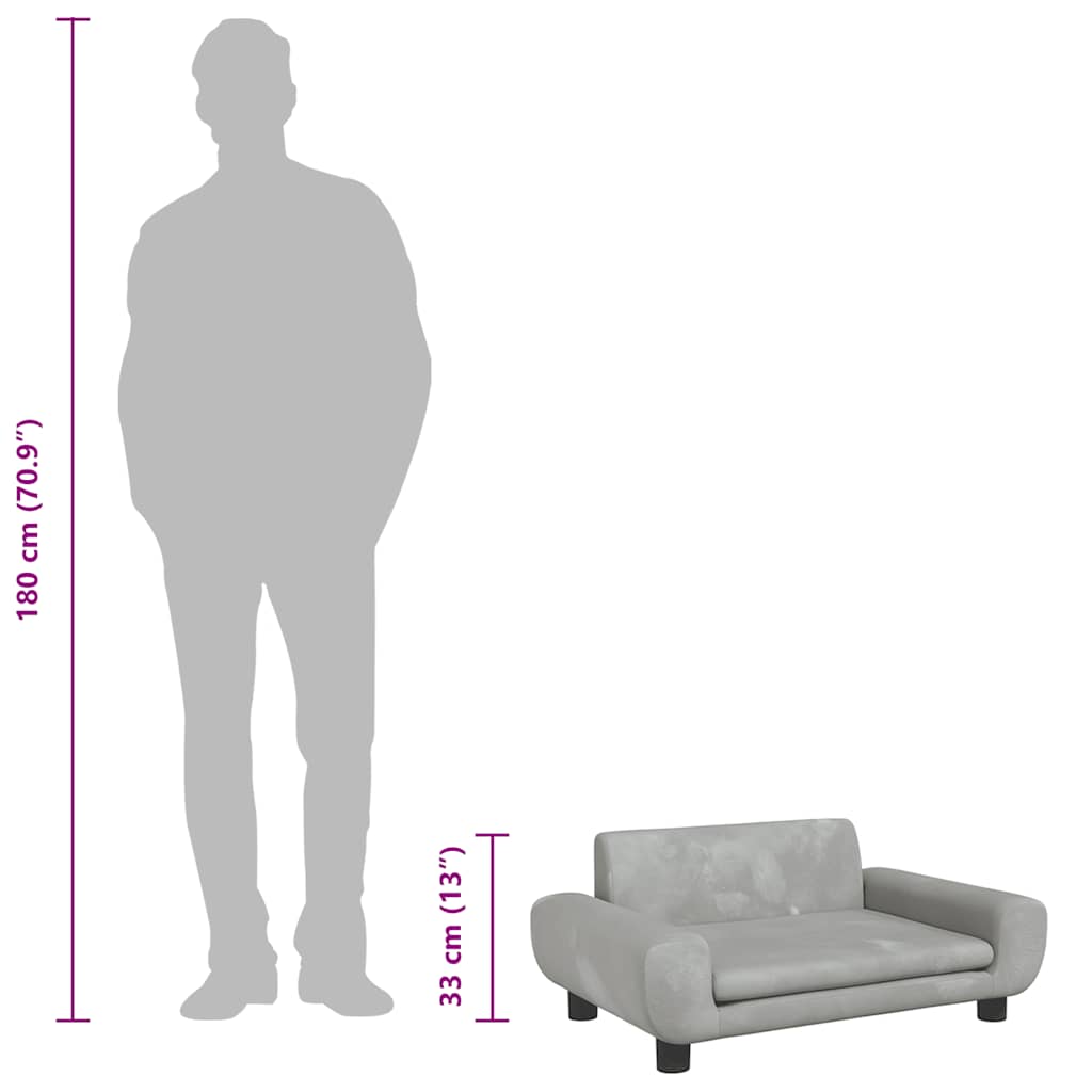 Lettino per Cani Grigio Chiaro 70x45x33 cm in Velluto 171989