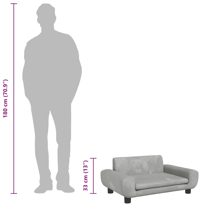 Lettino per Cani Grigio Chiaro 70x45x33 cm in Velluto 171989