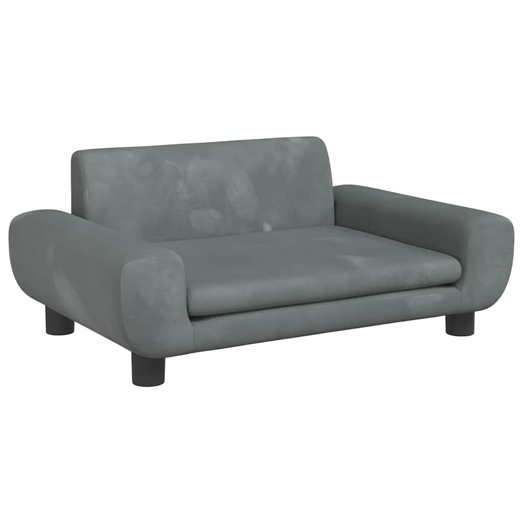Letto per cani cestino divano comodo scuro 70 x 45 x 33 cm velluto grigio 02_0043176