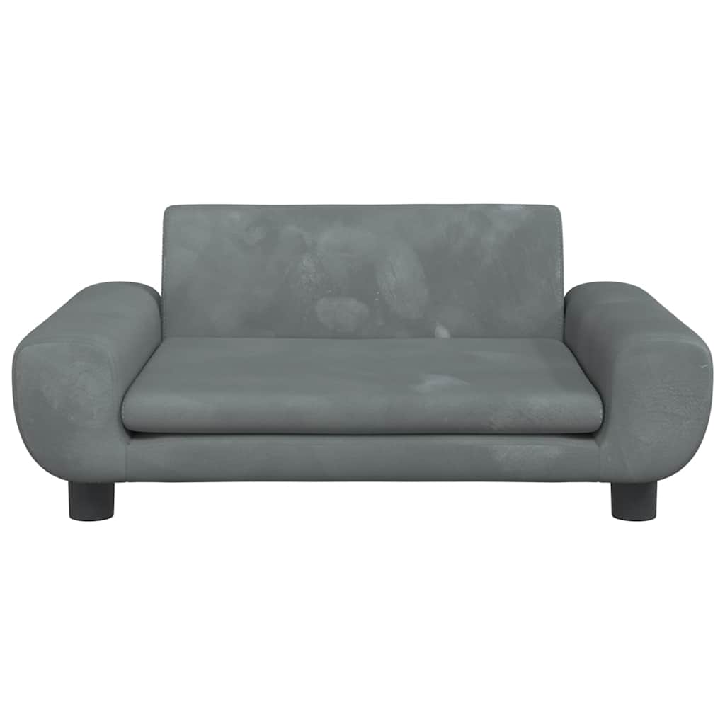 Letto per cani cestino divano comodo scuro 70 x 45 x 33 cm velluto grigio 02_0043176