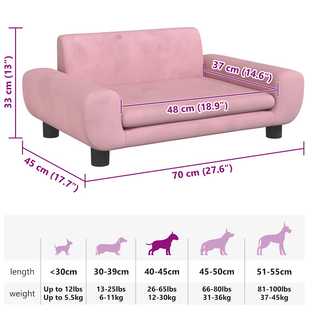 Cuccia per cani comodo divano 70 x 45 x 33 cm velluto Rosa 02_0042878