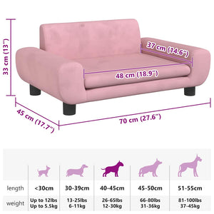 Cuccia per cani comodo divano 70 x 45 x 33 cm velluto Rosa 02_0042878