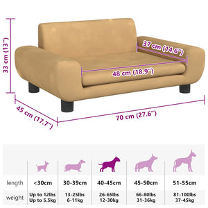 Lettino per Cani Marrone 70x45x33 cm in Velluto 171993