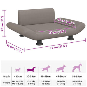 Cuccia per cani comodo divano grigio talpa 70 x 45 x 28 cm tessuto grigio talpa 02_0043203