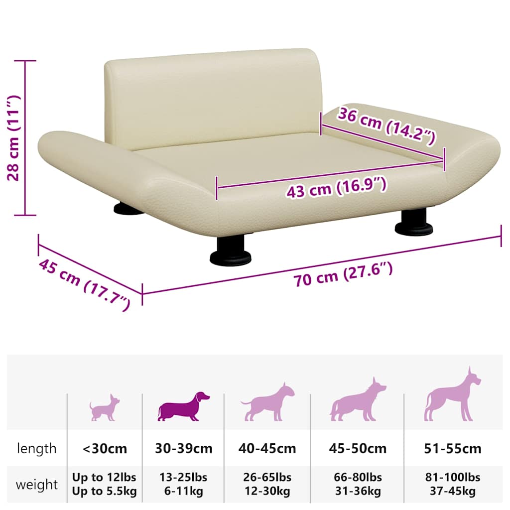Cuccia per cani comodo divano 70 x 45 x 28 cm similpelle crema 02_0042807