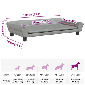 Cuccia per cani comoda poltrona letto 100 x 50 x 21 cm velluto grigio 02_0043088