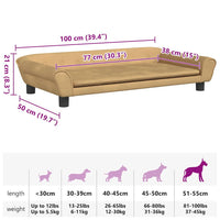 Cuccia per cani comodo divano 100 x 50 x 21 cm velluto marrone 02_0042600