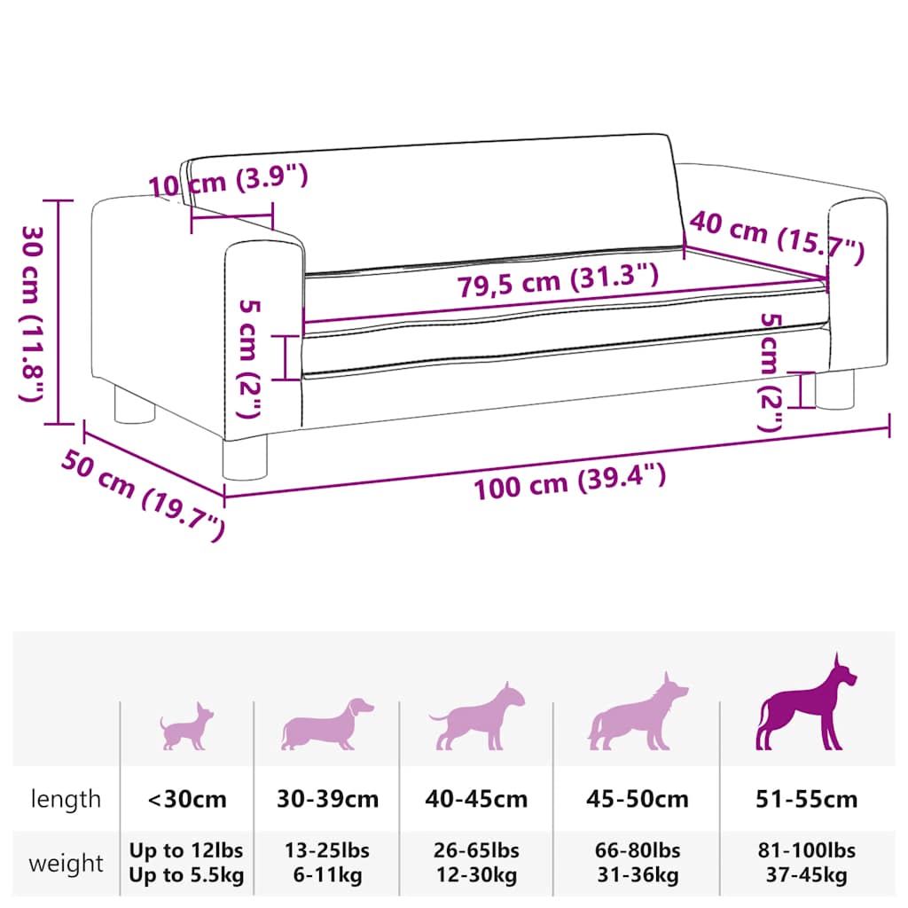 Comodo divano letto per cani con luce estensibile 100 x 50 x 30 cm velluto grigio chiaro 02_0043074