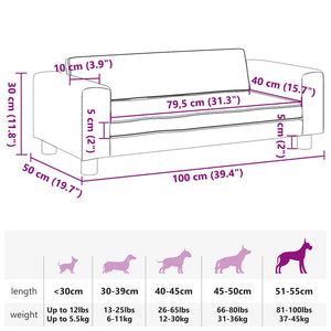 Comodo divano letto per cani con luce estensibile 100 x 50 x 30 cm velluto grigio chiaro 02_0043074