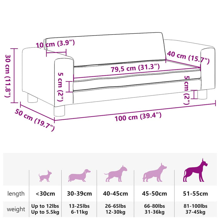 Comodo divano letto per cani con luce estensibile 100 x 50 x 30 cm velluto grigio chiaro 02_0043074