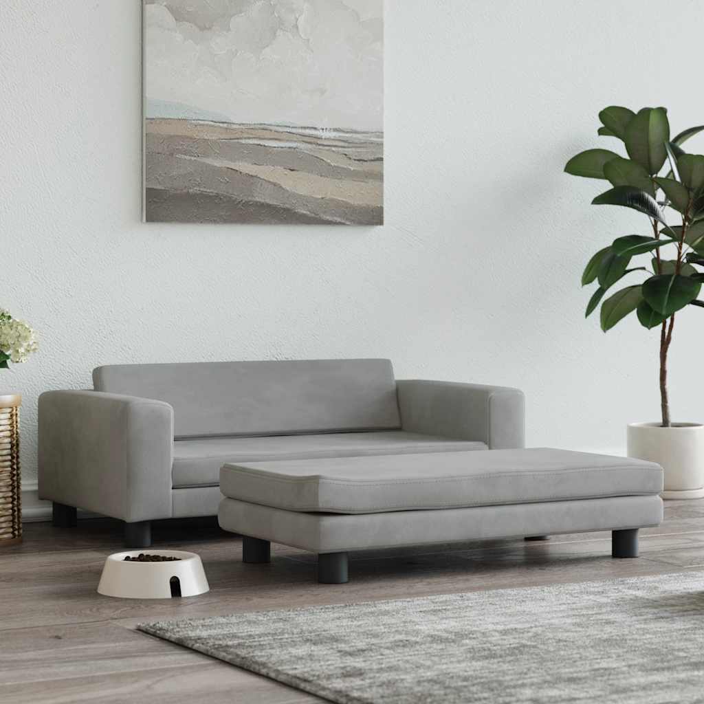 Lettino Cani con Estensione Grigio Chiaro 100x50x30 cm Vellutocod mxl 95250