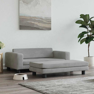 Lettino Cani con Estensione Grigio Chiaro 100x50x30 cm Vellutocod mxl 95250