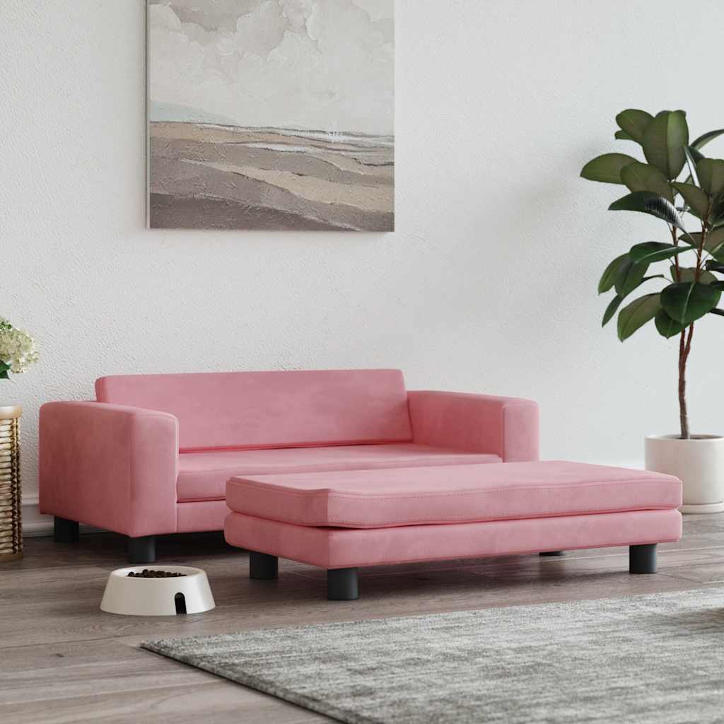 Comodo divano letto per cani con estensione 100 x 50 x 30 cm velluto rosa 02_0043072