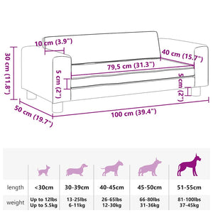 Lettino per Cani con Estensione Nero 100x50x30 cm in Similpelle 172026