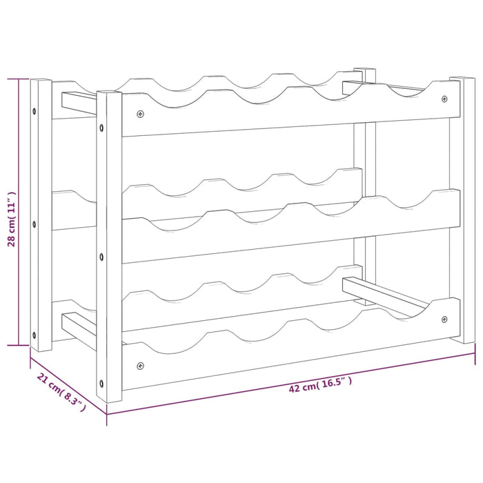 Portabottiglie per 12 Bottiglie in Legno Massello di Noce 350360