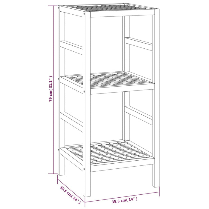 Scaffale da Bagno 35,5x35,5x79 cm in Legno Massello di Noce 350363