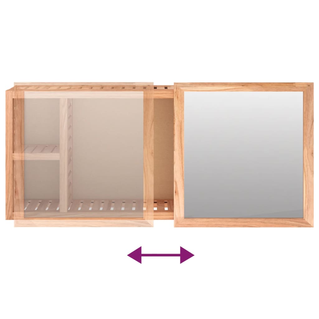 Armadietto a Specchio-Mobile con specchio 80x17x34 cm in Legno Massello di Noce