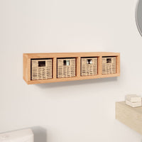 Scaffale a Muro con Cestini 62x18x16 cm Legno Massello Noce 350370
