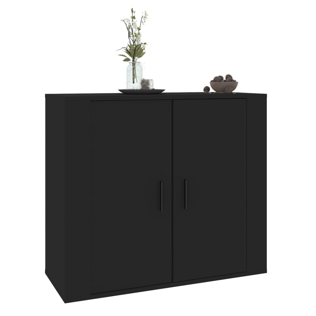 Credenza Nera 80x33x70 cm in Legno Multistrato 816561