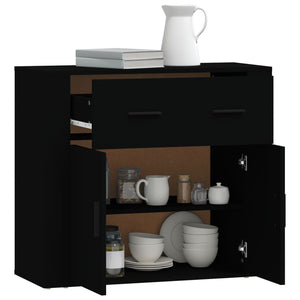 Credenza Nera 80x33x70 cm in Legno Multistrato 816569
