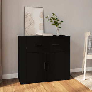 Credenza Nera 80x33x70 cm in Legno Multistrato 816569