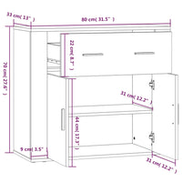 Credenza-Buffet-Armadio da cucina Rovere Sonoma 80x33x70 cm in Legno Multistrato 676177